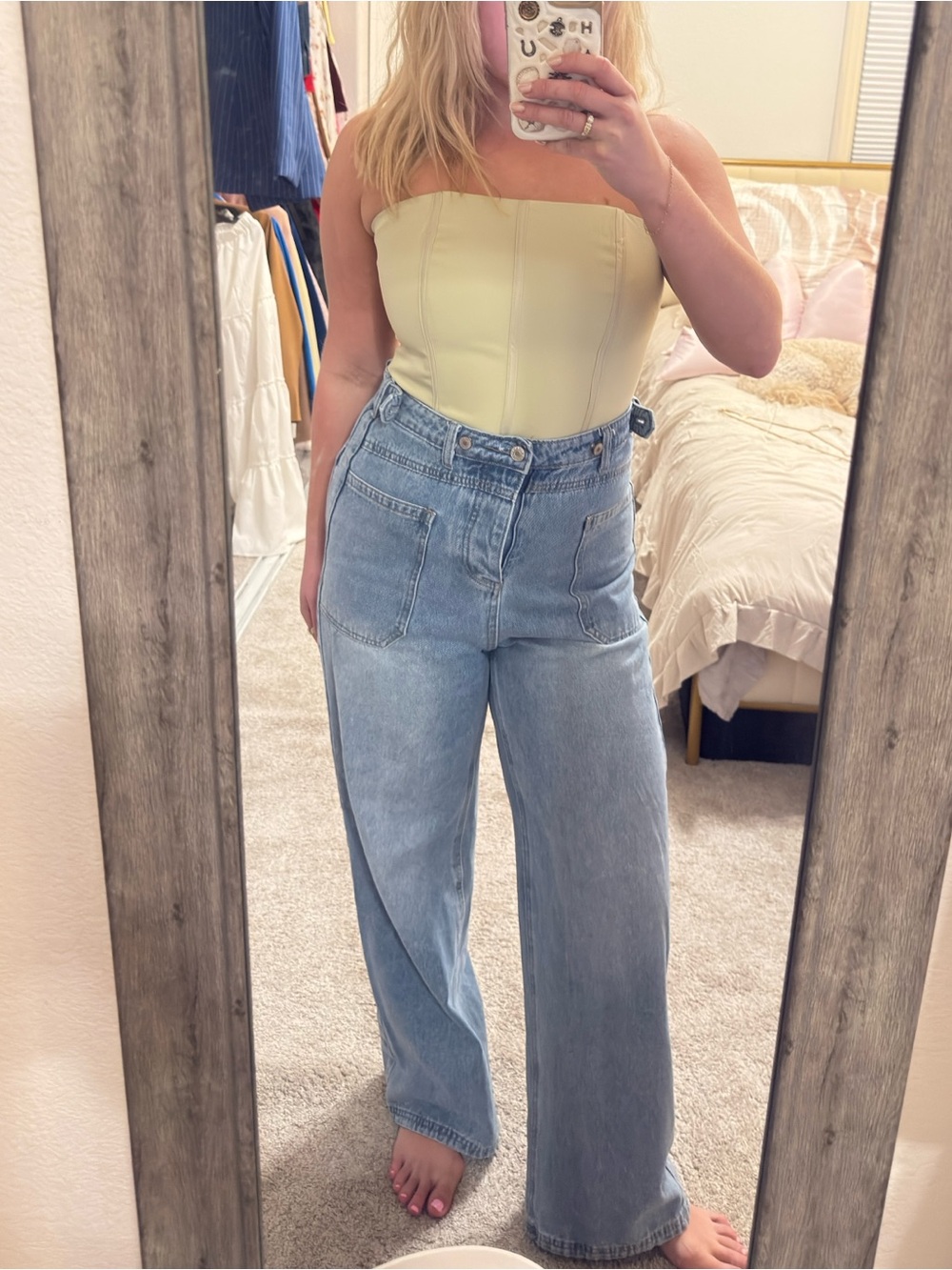 High-Waist Wide Leg Light Blue Jeans